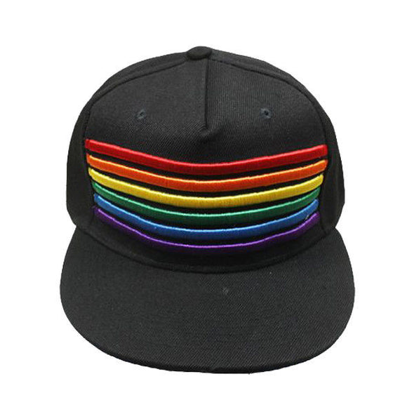 XtraFly Apparel Rainbow Pride Striped Snapback Hat Cap 3D Embroidered