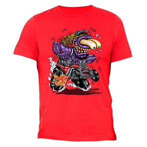 XtraFly Apparel Men's Purple Monster Hot Rod Car Truck Garage Crewneck Short Sleeve T-shirt