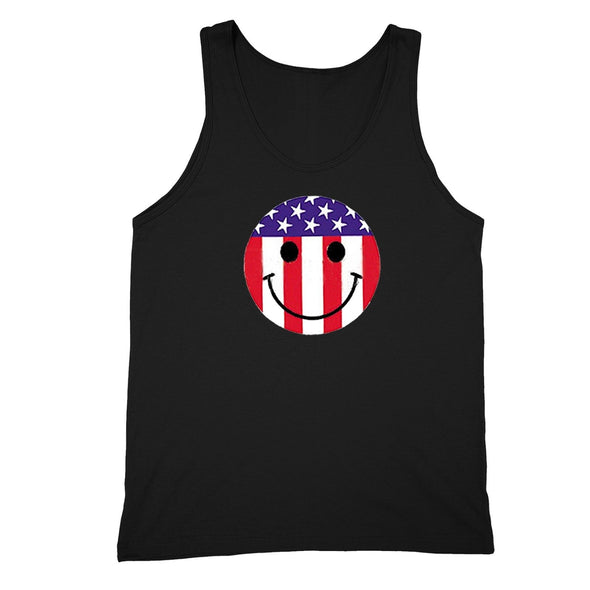 XtraFly Apparel Men's Smiley Emoji Flag American Pride Tank-Top