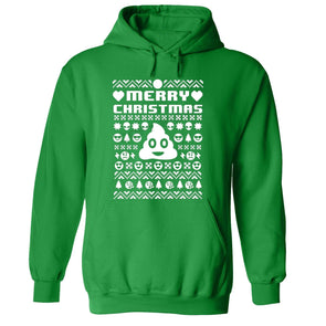 XtraFly Apparel Merry Xmas Emoji Poop Ugly Christmas Hooded-Sweatshirt Pullover Hoodie