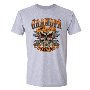 XtraFly Apparel Men's Grandpa Man Myth Legend Skulls Day Of Dead Crewneck Short Sleeve T-shirt