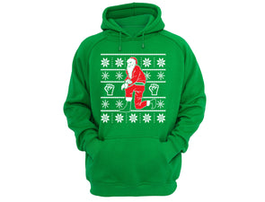 XtraFly Apparel Kneeling Santa Ugly Christmas Hooded-Sweatshirt Pullover Hoodie