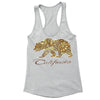 XtraFly Apparel Women's Paisley Brown Bear CA California Pride Racer-back Tank-Top