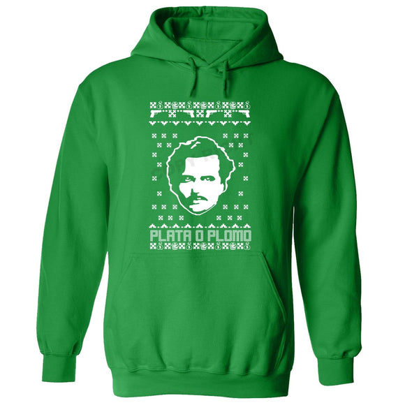 XtraFly Apparel Plata O Plomo Pablo Escobar Ugly Christmas Hooded-Sweatshirt Pullover Hoodie