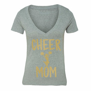 XtraFly Apparel Women's Cheer Mom Mother's Day V-neck Short Sleeve T-shirt