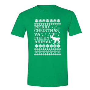 XtraFly Apparel Men's Ya Filthy Animal Ugly Christmas Crewneck Short Sleeve T-shirt