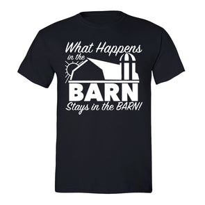 XtraFly Apparel Men's What Happens Barn Novelty Gag Crewneck Short Sleeve T-shirt