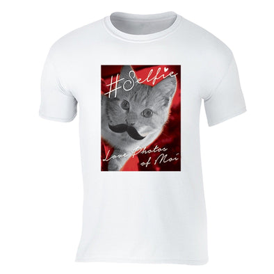 XtraFly Apparel Men's Selfie Cat Mustache Animal Lover Crewneck Short Sleeve T-shirt