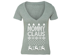 XtraFly Apparel Women's MommyClaus Santa Ugly Christmas V-neck Short Sleeve T-shirt