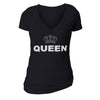 XtraFly Apparel Women's Queen Silver Crown Matching Couples V-neck Short Sleeve T-shirt