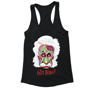 XtraFly Apparel Women's Got Brains Zombie Einstein Novelty Gag Racer-back Tank-Top