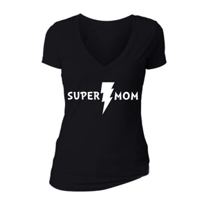 XtraFly Apparel Women's Super Mom Mother's Day V-neck Short Sleeve T-shirt