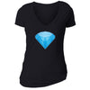 XtraFly Apparel Women's Blue Diamond Emoji Novelty Gag V-neck Short Sleeve T-shirt