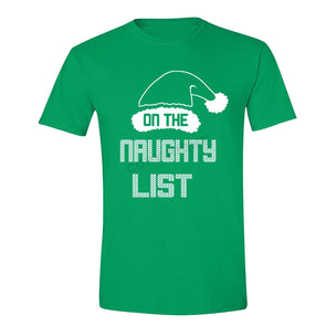 XtraFly Apparel Men's On Naughty List Santa Ugly Christmas Crewneck Short Sleeve T-shirt