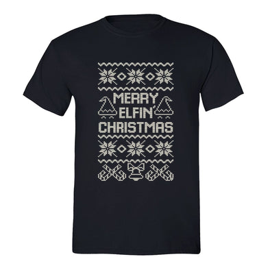 XtraFly Apparel Men's Merry Elfin Xmas Elf Ugly Christmas Crewneck Short Sleeve T-shirt