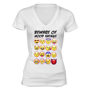 XtraFly Apparel Women's Mood Swings Emoji Novelty Gag V-neck Short Sleeve T-shirt