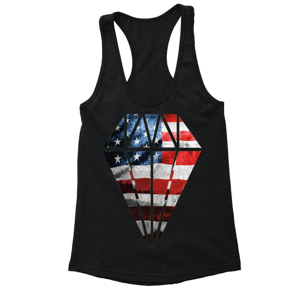 XtraFly Apparel Women's Flag Diamond Crystal American Pride Racer-back Tank-Top