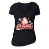 XtraFly Apparel Women's Tis The Season Santa Ugly Christmas V-neck Short Sleeve T-shirt