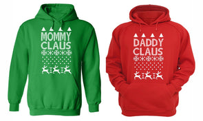 XtraFly Apparel Daddy Mommy Claus Santa Ugly Christmas Hooded-Sweatshirt Pullover Hoodie