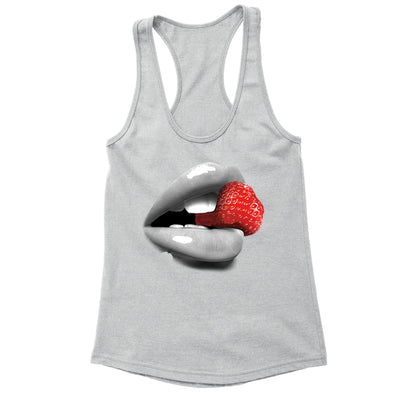 XtraFly Apparel Women's Strawberry Lips Novelty Gag Racer-back Tank-Top