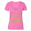 XtraFly Apparel Women's Best Mom Mother's Day V-neck Short Sleeve T-shirt