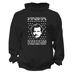 XtraFly Apparel Plata O Plomo Pablo Escobar Ugly Christmas Hooded-Sweatshirt Pullover Hoodie