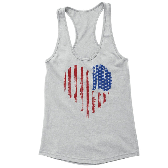 XtraFly Apparel Women's American Flag Distressed 4th of July Racer-back Tank-Top