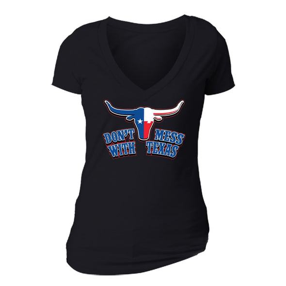 XtraFly Apparel Women's Don't Mess with Texas Novelty Gag V-neck Short Sleeve T-shirt