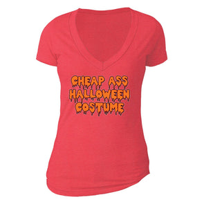 XtraFly Apparel Women's Cheap Ass Costume Halloween Pumpkin V-neck Short Sleeve T-shirt