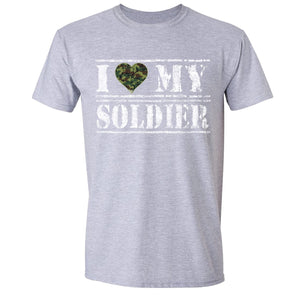 XtraFly Apparel Men's I Love Soldier Camo Military Pow Mia Crewneck Short Sleeve T-shirt