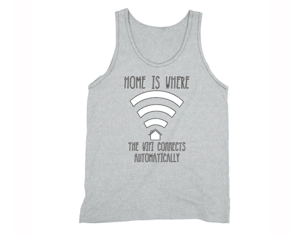 XtraFly Apparel Men's Home is Where the WIFI Novelty Gag Tank-Top