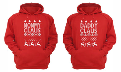 XtraFly Apparel Daddy Mommy Claus Santa Ugly Christmas Hooded-Sweatshirt Pullover Hoodie