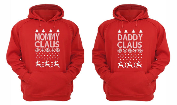 XtraFly Apparel Daddy Mommy Claus Santa Ugly Christmas Hooded-Sweatshirt Pullover Hoodie