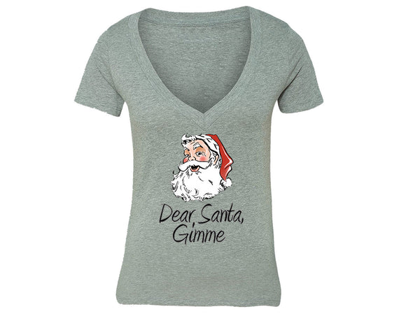 XtraFly Apparel Women's Dear Santa Gimme Ugly Christmas V-neck Short Sleeve T-shirt