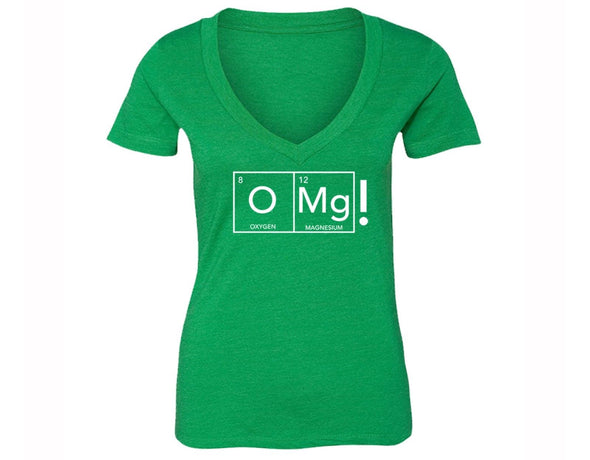 XtraFly Apparel Women's OMG Periodic Table Oxygen Novelty Gag V-neck Short Sleeve T-shirt