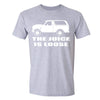 XtraFly Apparel Men's Juice is Loose Bronco OJ Simpson Novelty Gag Crewneck Short Sleeve T-shirt