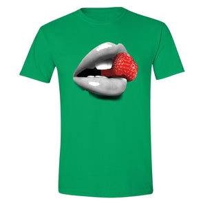 XtraFly Apparel Men's Strawberry Lips Novelty Gag Crewneck Short Sleeve T-shirt