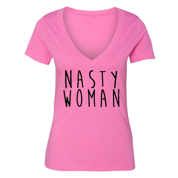 XtraFly Apparel Women's Nasty Woman Novelty Gag V-neck Short Sleeve T-shirt