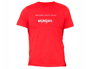 XtraFly Apparel Men's Shortest Horror Story Monday Novelty Gag Crewneck Short Sleeve T-shirt