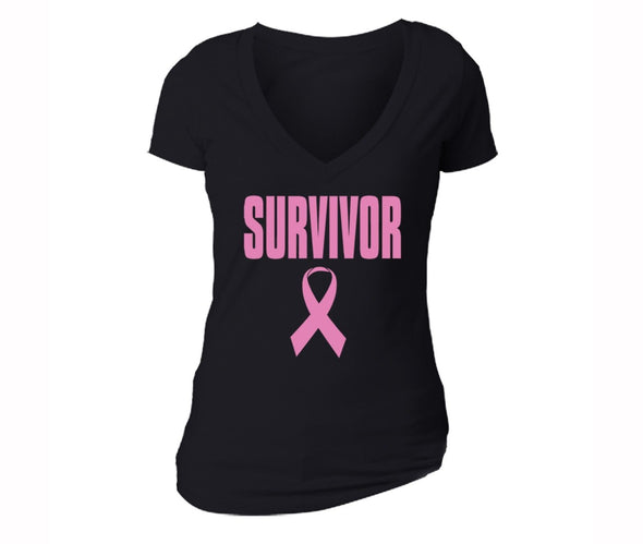 XtraFly Apparel Women's Breast Cancer Awareness V-neck Short Sleeve T-shirt