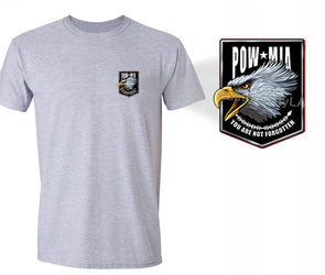 XtraFly Apparel Men's Eagle Pocket Military Pow Mia Crewneck Short Sleeve T-shirt