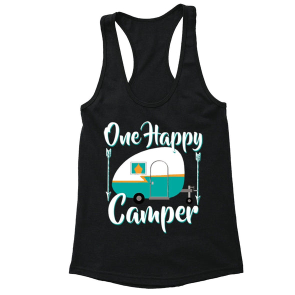 XtraFly Apparel Women's Happy Camper RV Camping Novelty Gag Racer-back Tank-Top