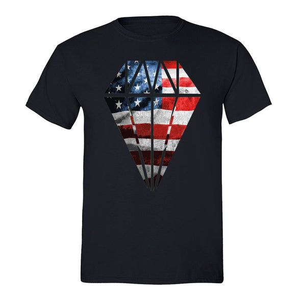 XtraFly Apparel Men's Flag Diamond Crystal American Pride Crewneck Short Sleeve T-shirt