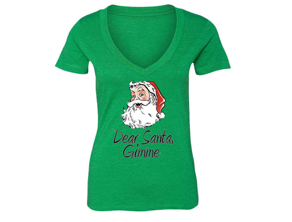 XtraFly Apparel Women's Dear Santa Gimme Ugly Christmas V-neck Short Sleeve T-shirt