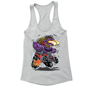 XtraFly Apparel Women's Purple Monster Hot Rod Car Truck Garage Racer-back Tank-Top