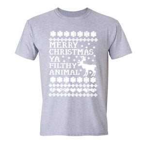 XtraFly Apparel Men's Ya Filthy Animal Ugly Christmas Crewneck Short Sleeve T-shirt