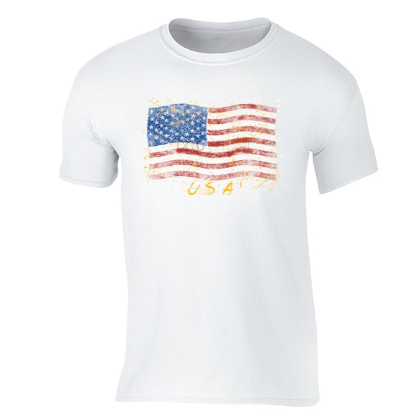 XtraFly Apparel Men's American Flag Distressed 4th of July Crewneck Short Sleeve T-shirt