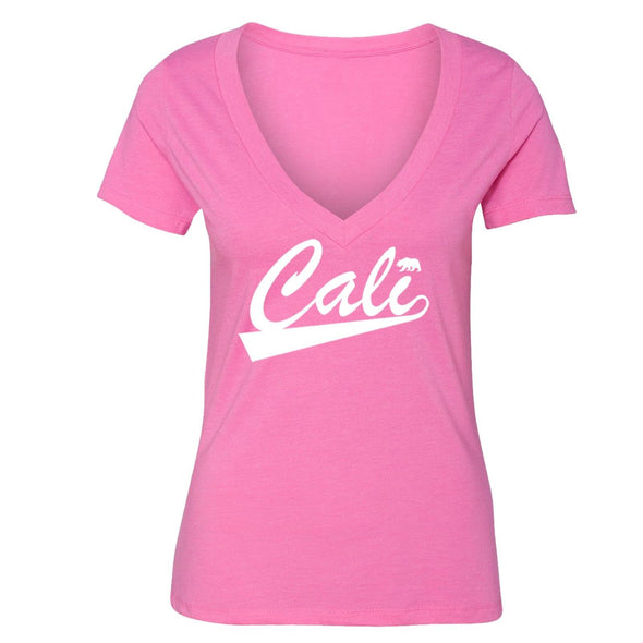 XtraFly Apparel Women's Cali Bear CA California Pride V-neck Short Sleeve T-shirt