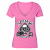 XtraFly Apparel Women's Lucky 7 Skull Live to Ride Biker Motorcycle V-neck Short Sleeve T-shirt