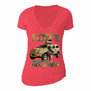 XtraFly Apparel Women's 100% American Soldier Military Pow Mia V-neck Short Sleeve T-shirt